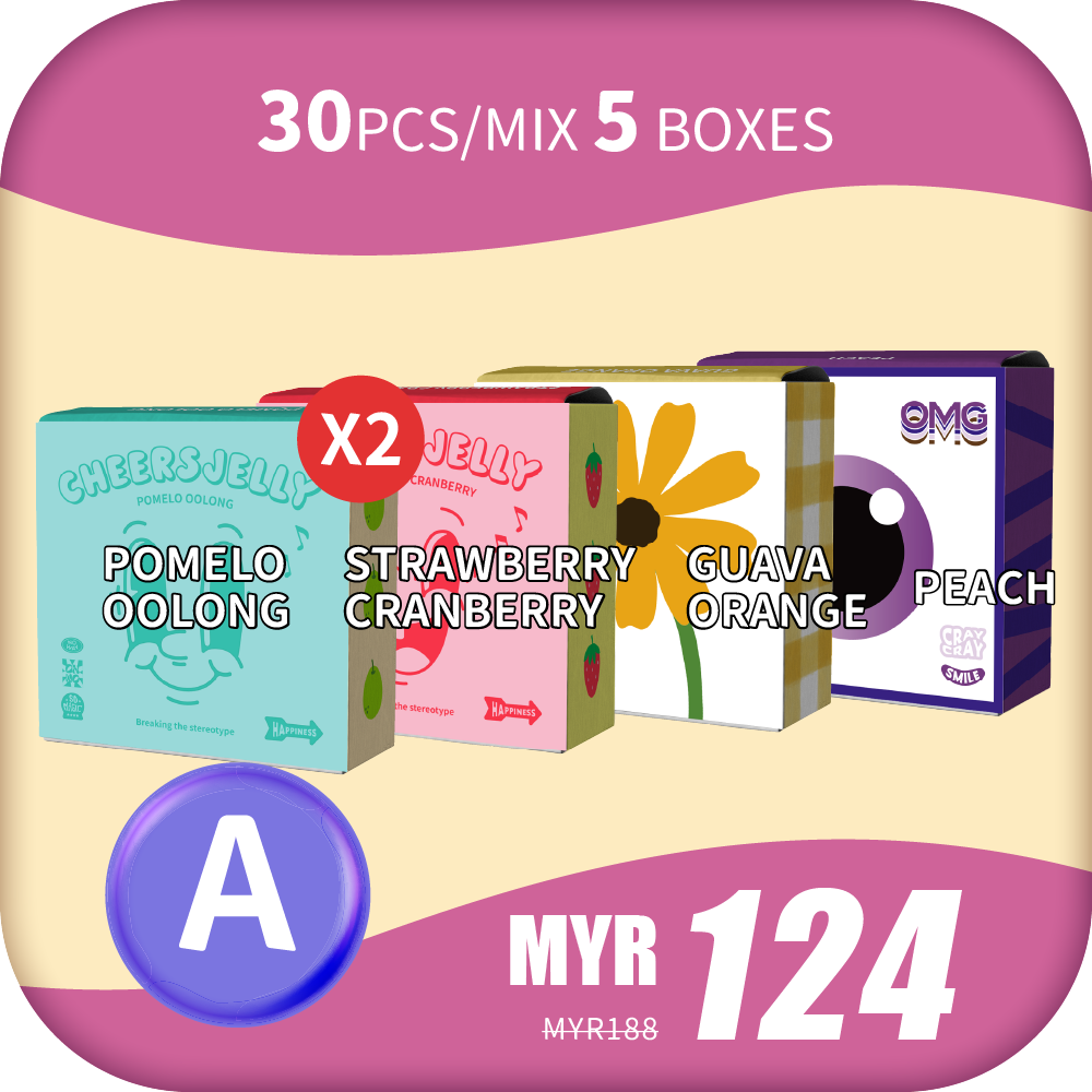 CheersJelly Low-Calorie Konjac Jelly 【Deepavali A】30pcs/Mix 5 boxes