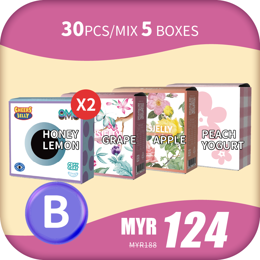 CheersJelly Low-Calorie Konjac Jelly 【Deepavali B】30pcs/Mix 5 boxes