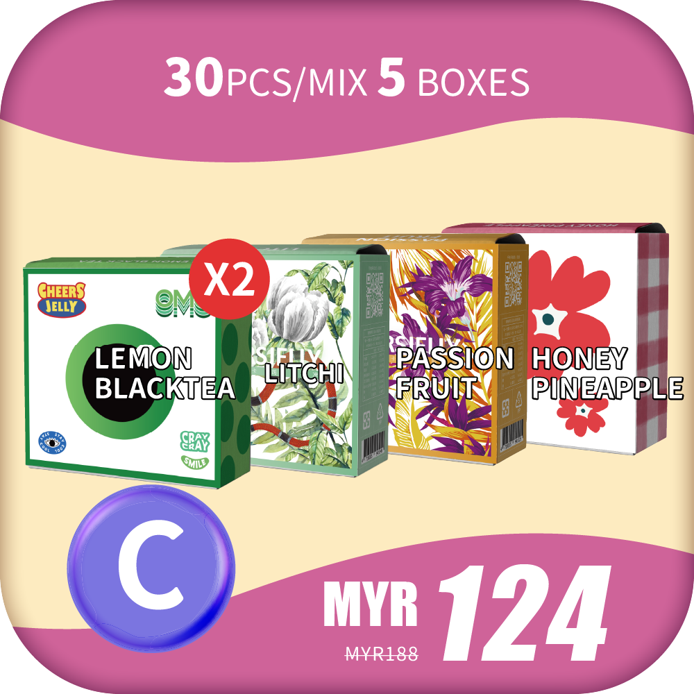 CheersJelly Low-Calorie Konjac Jelly 【Deepavali C】30pcs/Mix 5 boxes