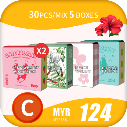  CheersJelly举杯低卡蒟蒻冻【國慶組合  C】30根/综合5盒