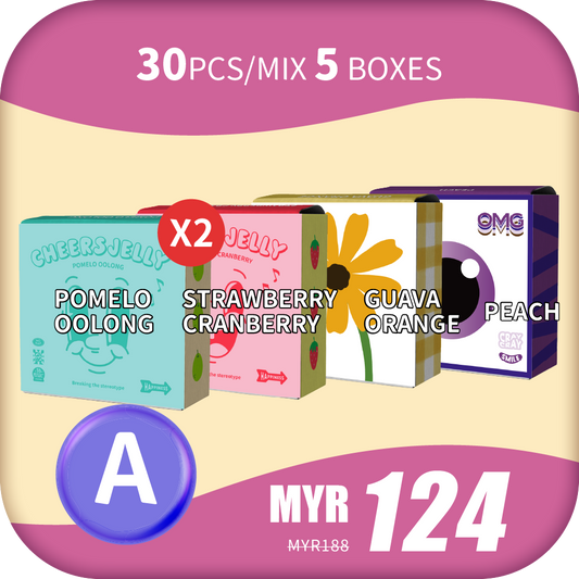 CheersJelly Low-Calorie Konjac Jelly 【Deepavali A】30pcs/Mix 5 boxes