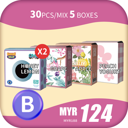 CheersJelly Low-Calorie Konjac Jelly 【Deepavali B】30pcs/Mix 5 boxes
