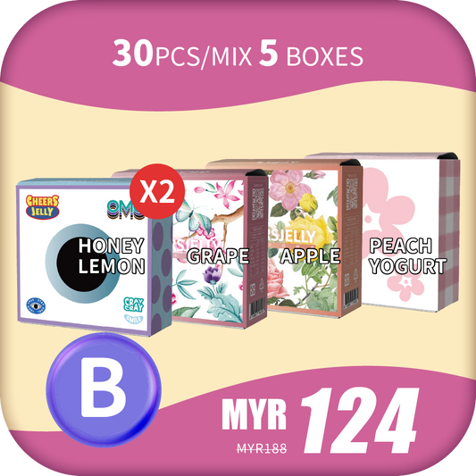 CheersJelly Low-Calorie Konjac Jelly 【Deepavali B】30pcs/Mix 5 boxes