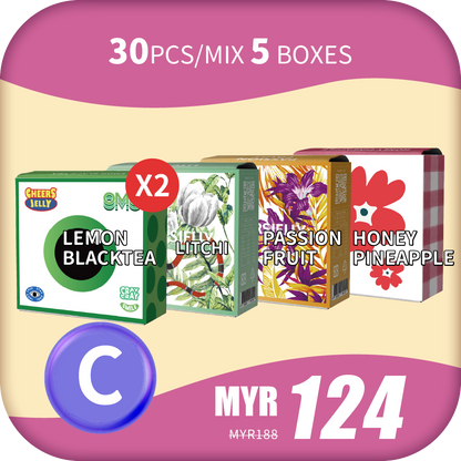 CheersJelly Low-Calorie Konjac Jelly 【Deepavali C】30pcs/Mix 5 boxes