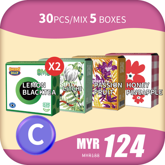 CheersJelly Low-Calorie Konjac Jelly 【Deepavali C】30pcs/Mix 5 boxes