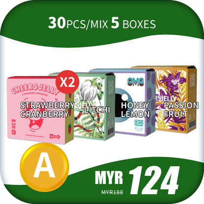 CheersJelly Low-Calorie Konjac Jelly 【Year End Sales A】30pcs/Mix 5 boxes