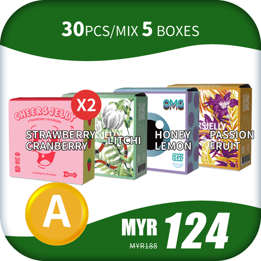 CheersJelly Low-Calorie Konjac Jelly 【Year End Sales A】30pcs/Mix 5 boxes