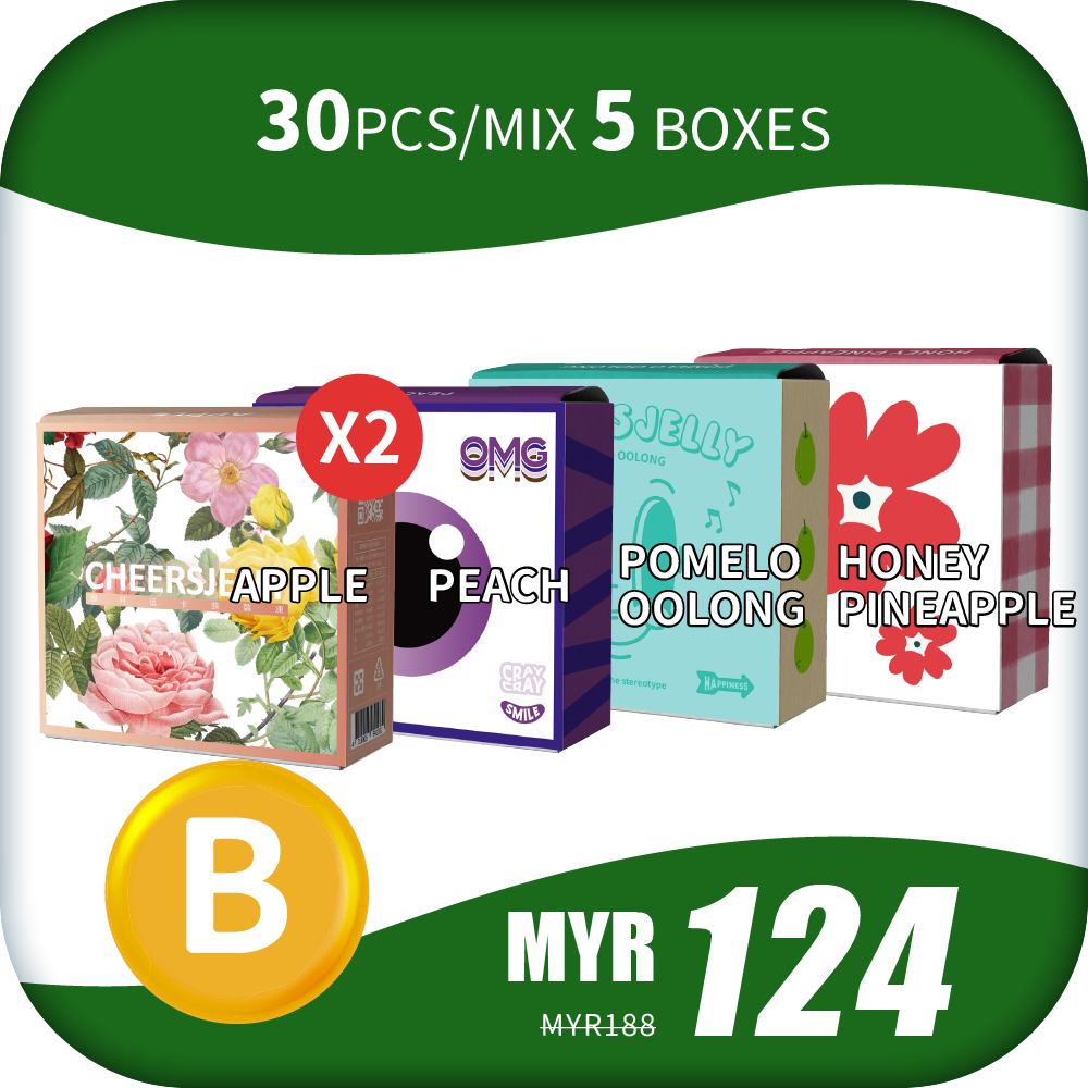 CheersJelly Low-Calorie Konjac Jelly 【Year End Sales B】30pcs/Mix 5 boxes