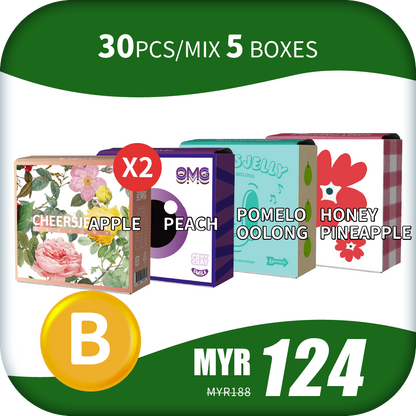 CheersJelly Low-Calorie Konjac Jelly 【Year End Sales B】30pcs/Mix 5 boxes