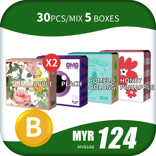 CheersJelly Low-Calorie Konjac Jelly 【Year End Sales B】30pcs/Mix 5 boxes