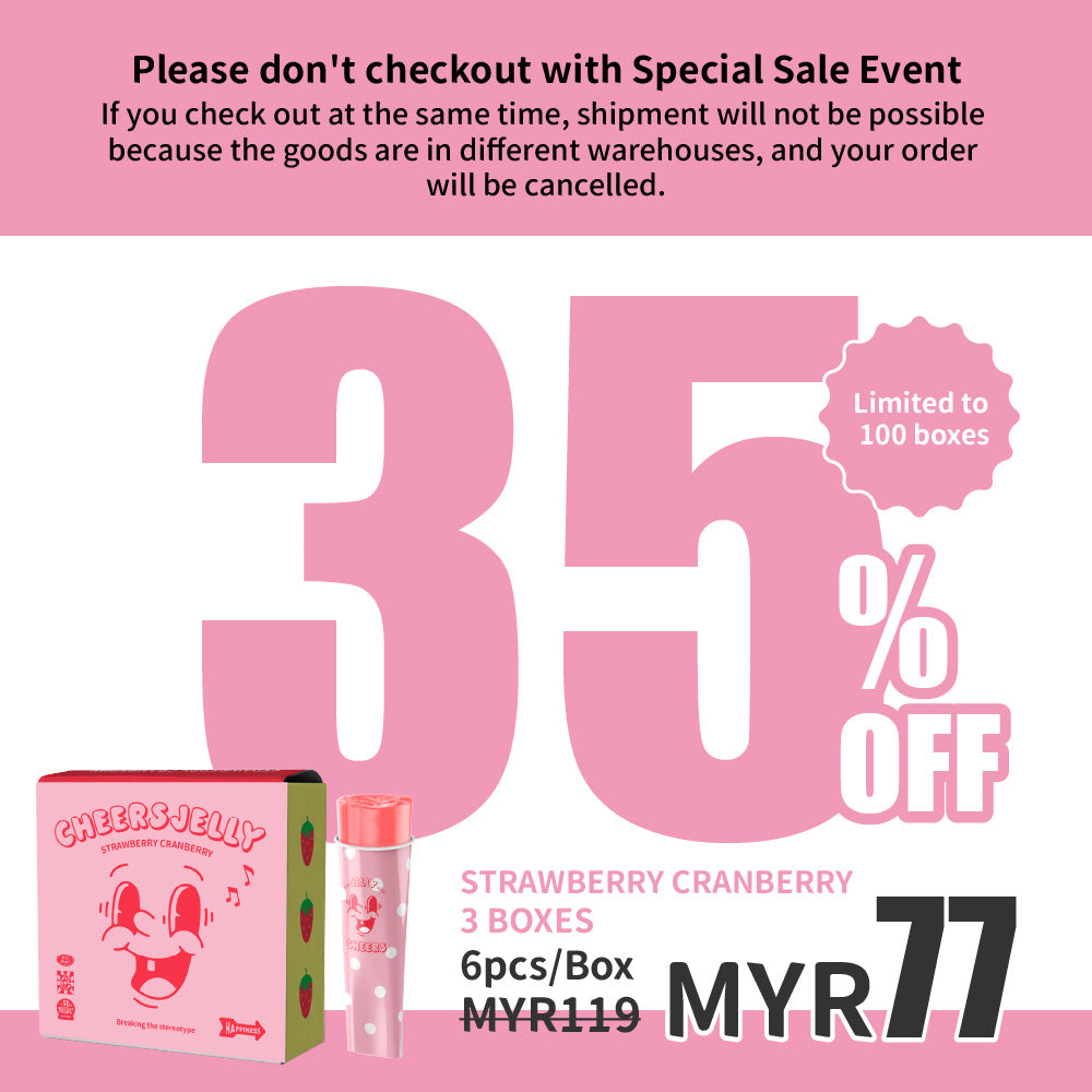 CheersJelly Low-Calorie Konjac Jelly【Strawberry Cranberry  3 boxes】