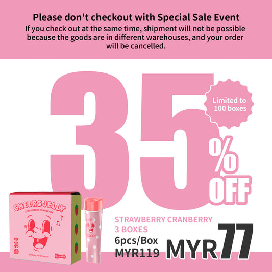 CheersJelly Low-Calorie Konjac Jelly【Strawberry Cranberry  3 boxes】